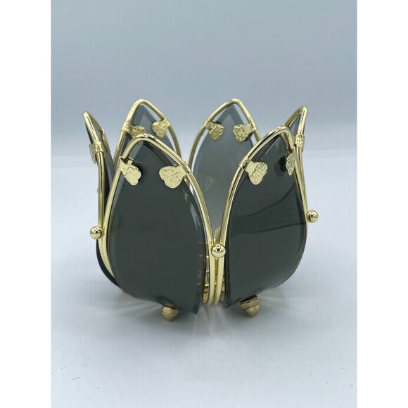 PartyLite Waterlily Lotus Tealight Votive Candle Holder P0560 Glass Brass - Picture 3 of 5